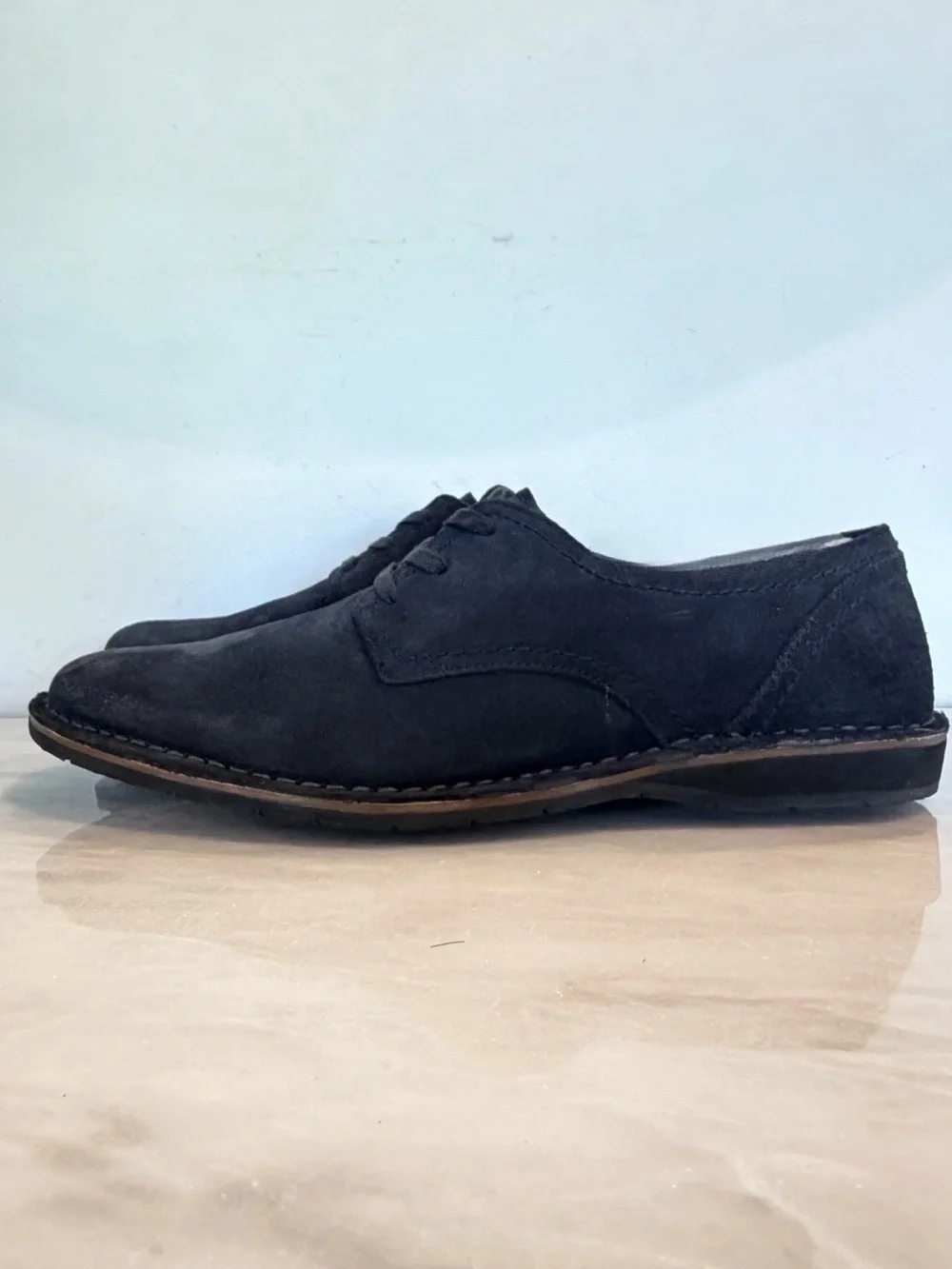 John Varvatos USA Blue Suede Derby Shoes Mens 11 Navy Lace Up Casual Dress